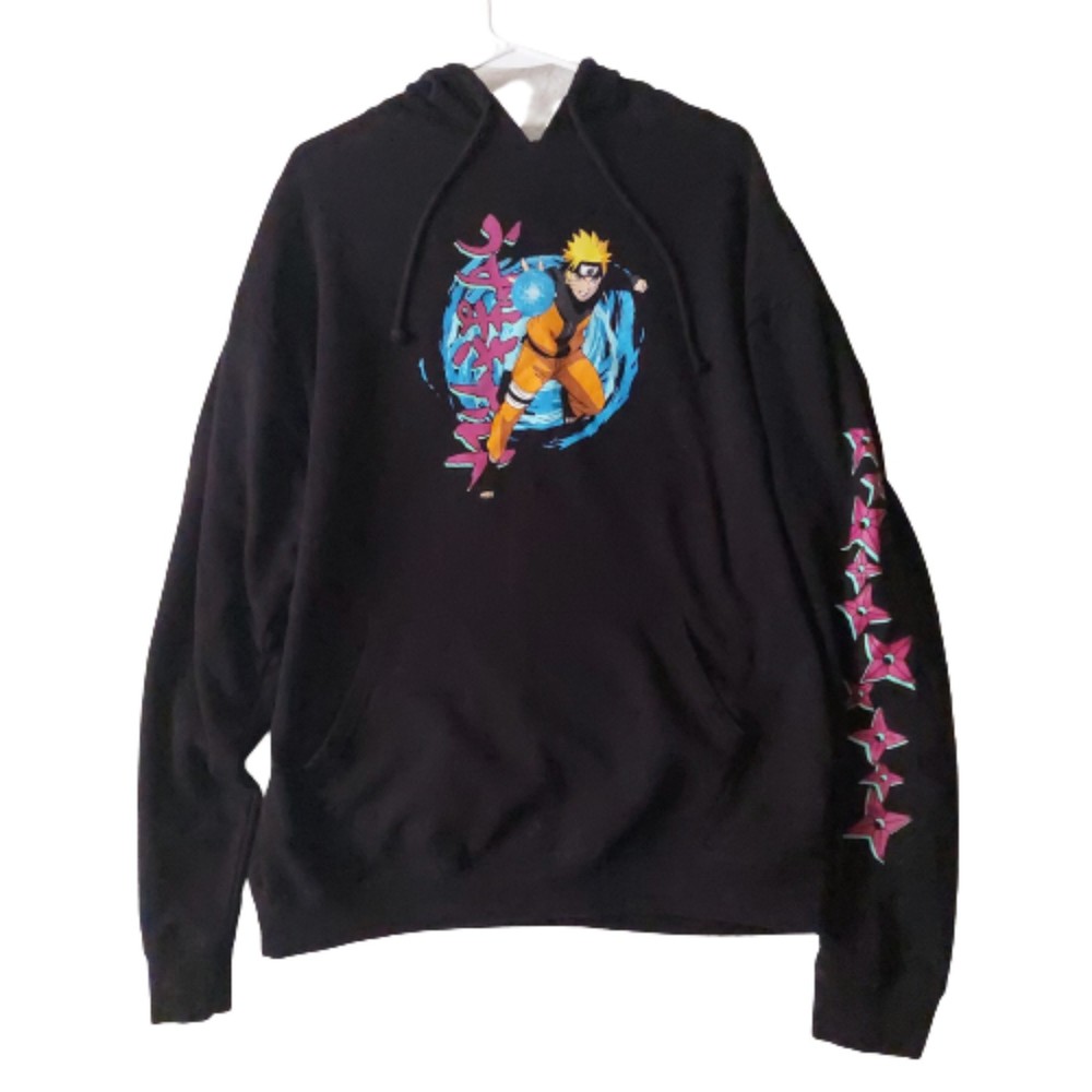 Naruto Shippuden Men's Black Pullover Hoodie Sz 2X